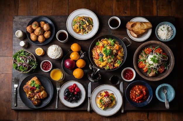 Набор блюд на столе